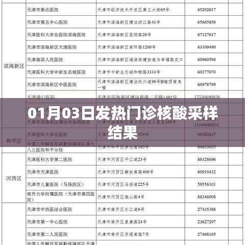 01月03日发热门诊核酸采样结果公布