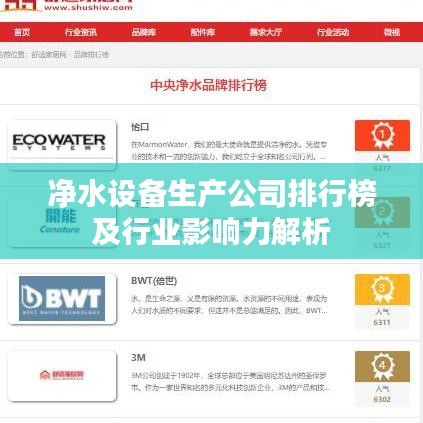 净水设备生产公司排行榜及行业影响力解析