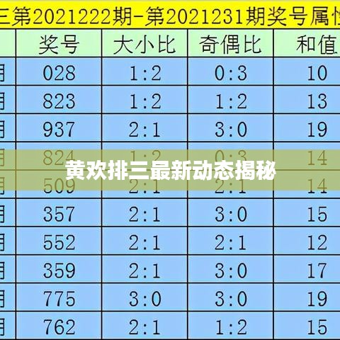 黄欢排三最新动态揭秘