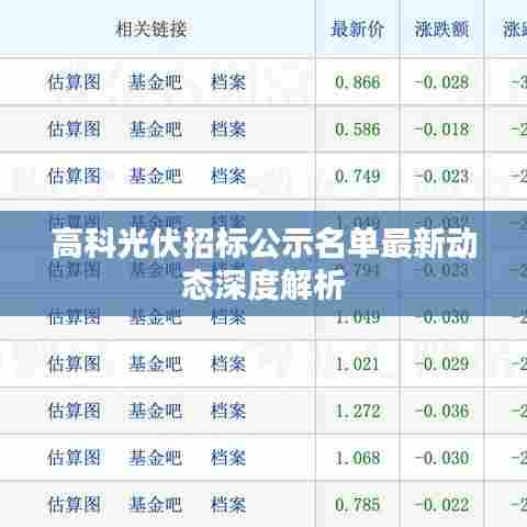 高科光伏招标公示名单最新动态深度解析